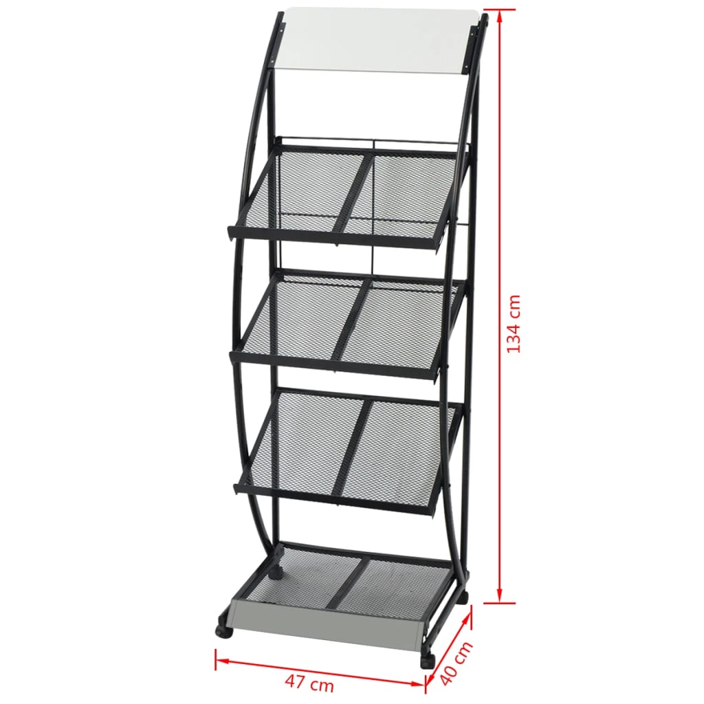 Magasinholder 47X40X134 Cm Sort Og Hvid A4