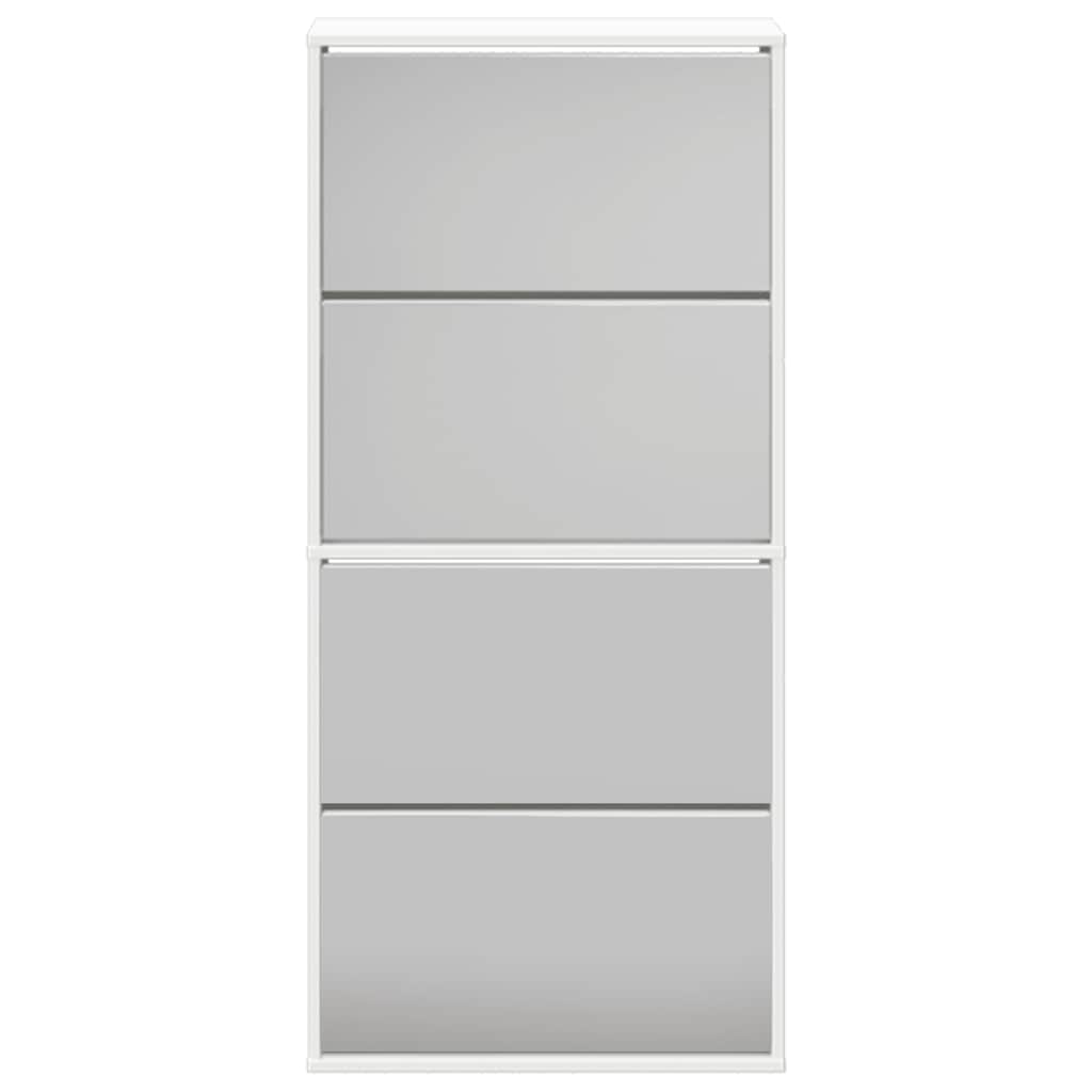 Skoskab 4 Hylder Med Spejl 63X17X134 Cm Hvid