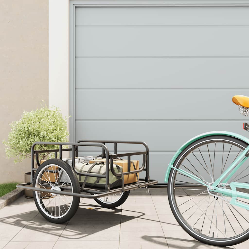 Cykelanhænger 130X73X48,5 Cm Stål Sort Mørkebrun