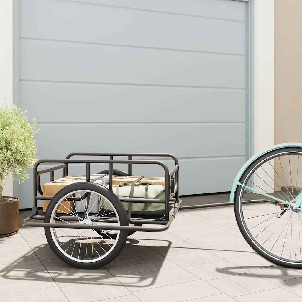 Cykelanhænger 130X73X48,5 Cm Stål Sort Mørkebrun