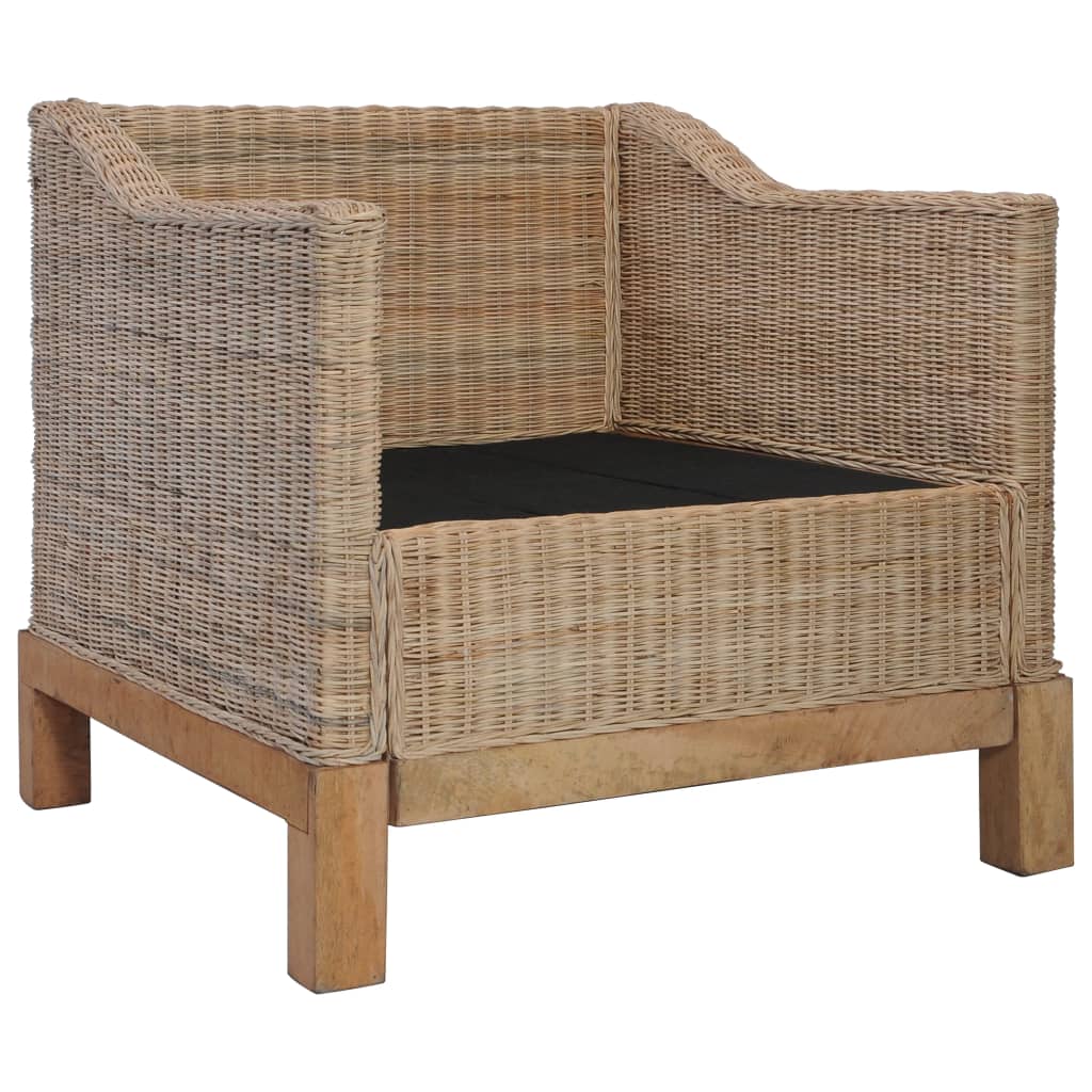 Lænestol Med Hynder Naturlig Rattan