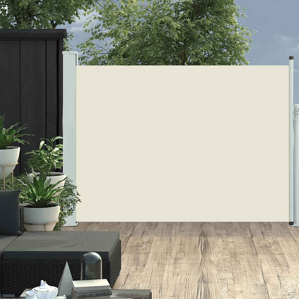 Sammenrullelig Sidemarkise Til Terrassen Farvet Creme