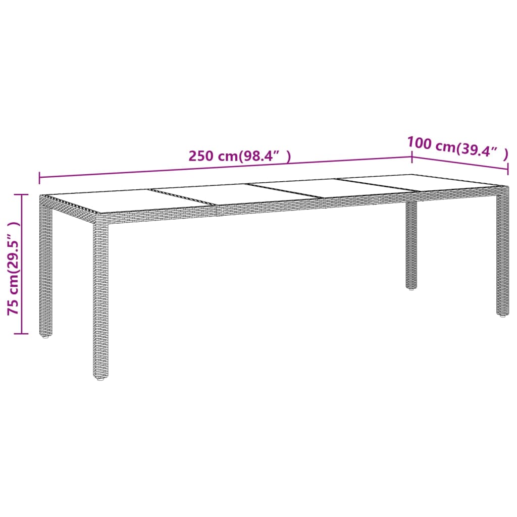 Havebord Med Glasplade Polyrattan