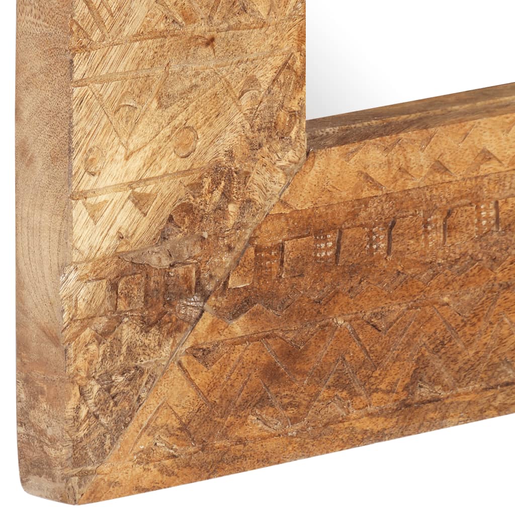 Håndskåret Spejl 110X50X2,5 Cm Massivt Mangotræ
