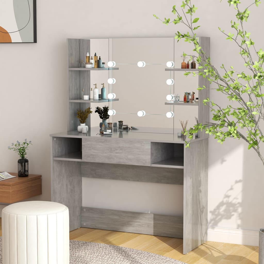 Makeupbord Med Led-Lys 100X40X135 Cm Mdf