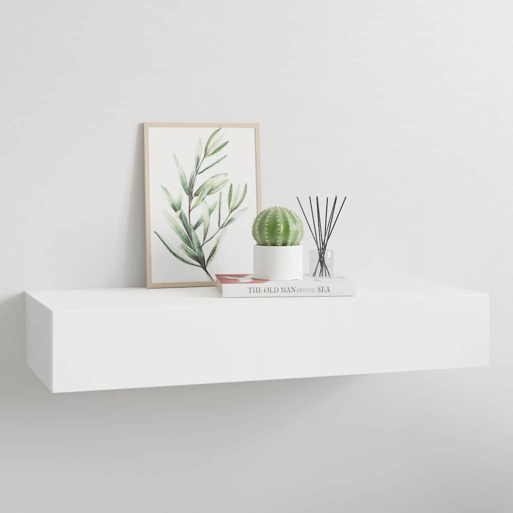 Væghylde Med Skuffe 60X23,5X10 Cm Mdf Hvid