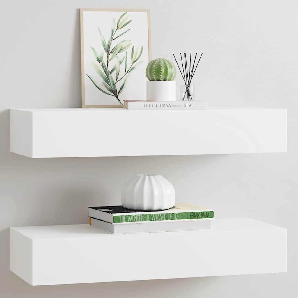 Væghylde Med Skuffe 60X23,5X10 Cm Mdf Hvid