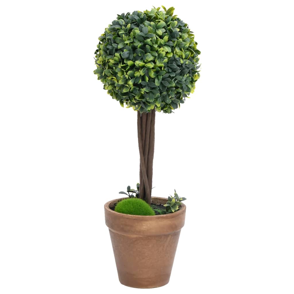 Kunstige Buksbom Med Krukker 2 Stk. 41 Cm Kugleformet Grøn