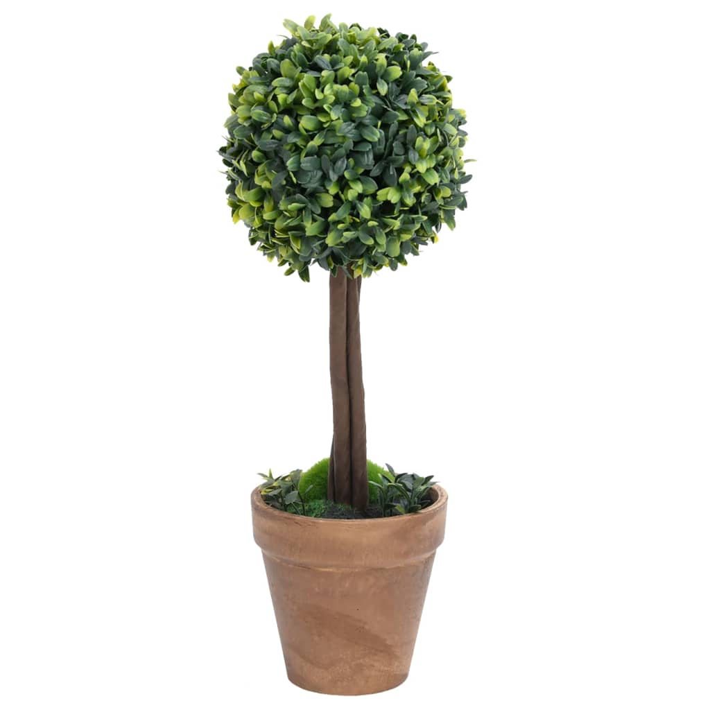 Kunstige Buksbom Med Krukker 2 Stk. 41 Cm Kugleformet Grøn