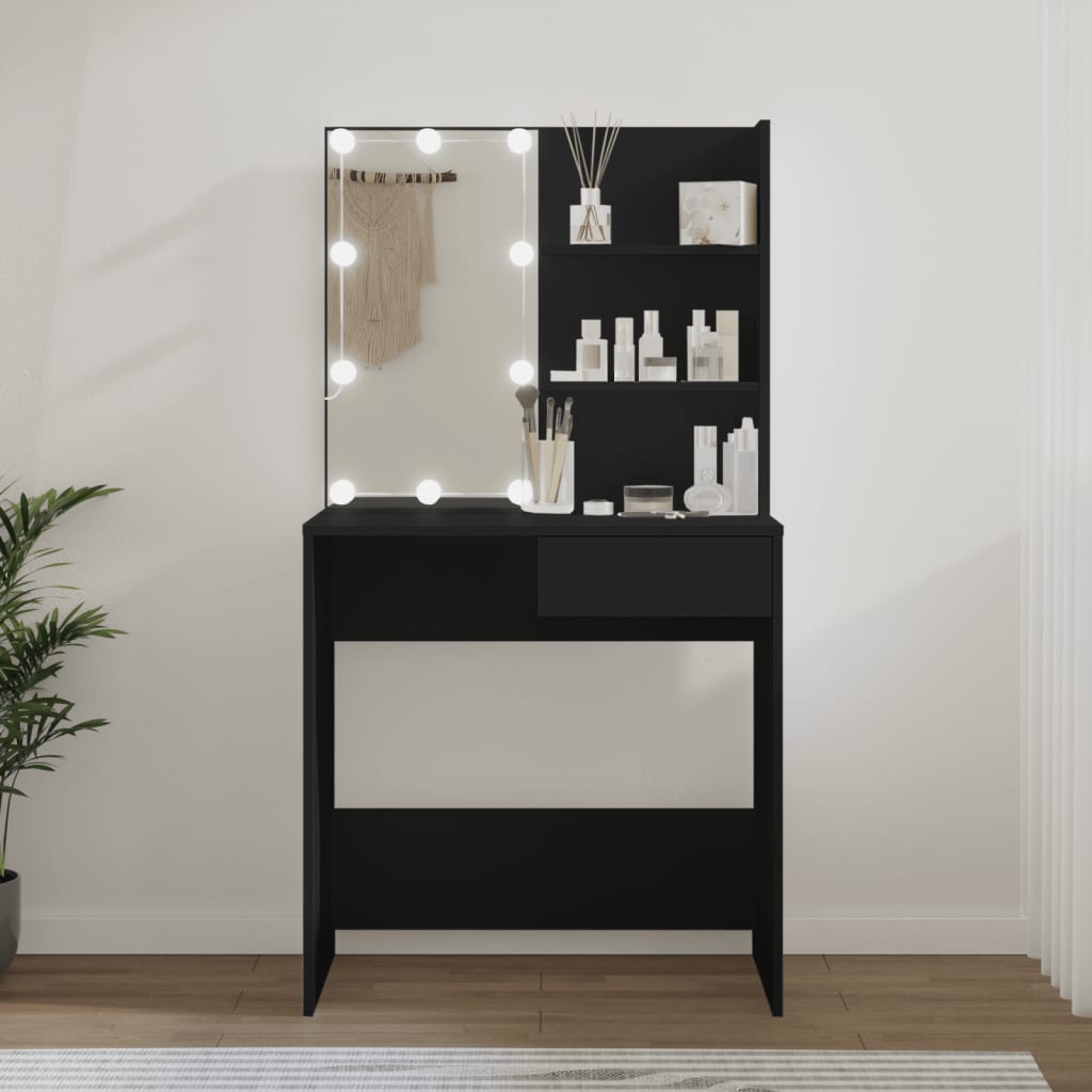 Makeupbord Med Led-Lys 74,5X40X141 Cm Kunsteg