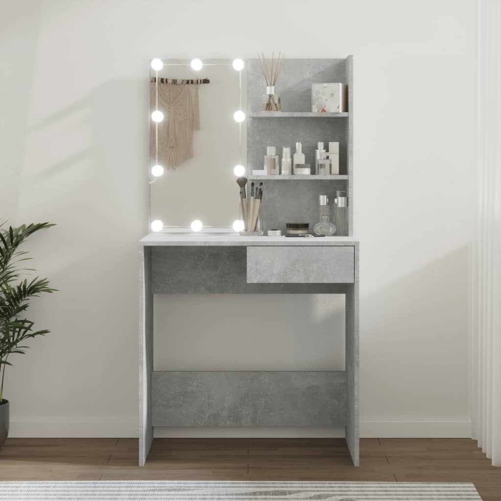 Makeupbord Med Led-Lys 74,5X40X141 Cm Kunsteg