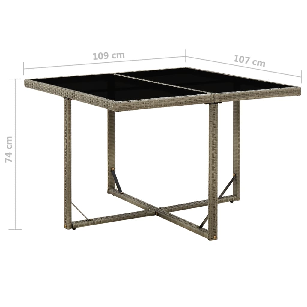 Havebord 109X107X74 Cm Polyrattan Og Glas