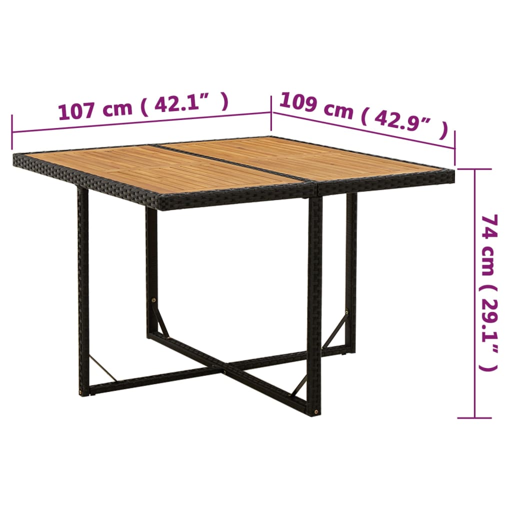 Havebord 109X107X74 Cm Polyrattan Og Massivt Akacietræ