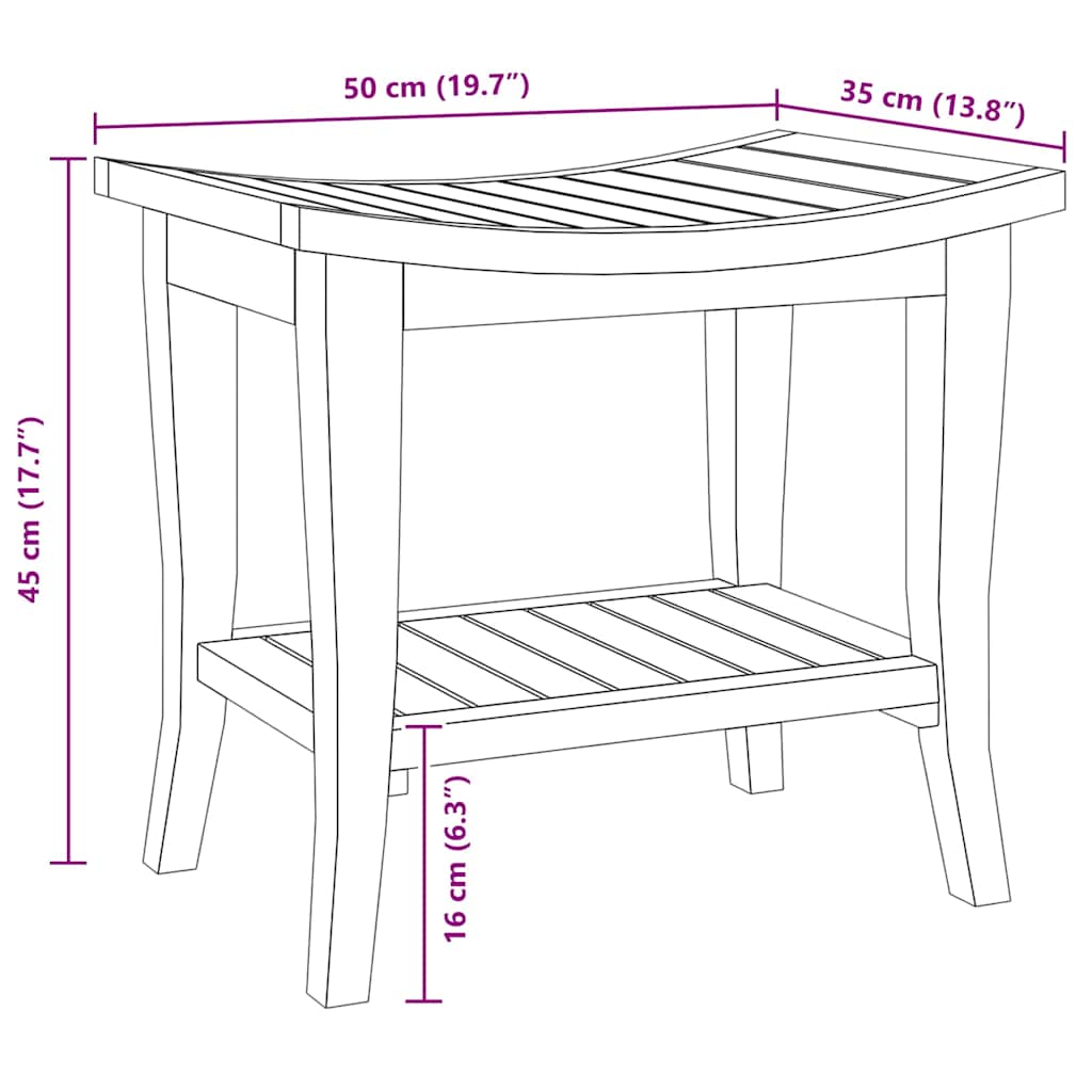 Badeværelsesbord 50X35X45 Cm Massivt Teaktræ Æblegrøn