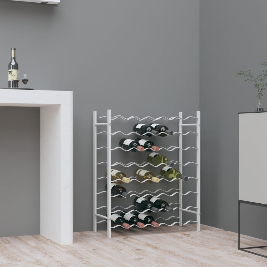 Vinreol Til 48 Flasker Metal Hvid