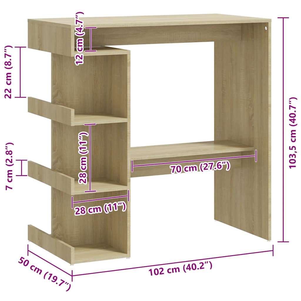 Barbord M. Stativ 100X50X101,5 Cm Konstrueret Træ