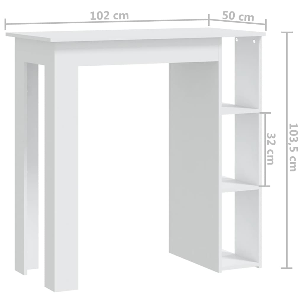 Barbord Med Hylde 102X50X103,5 Cm Konstrueret Træ