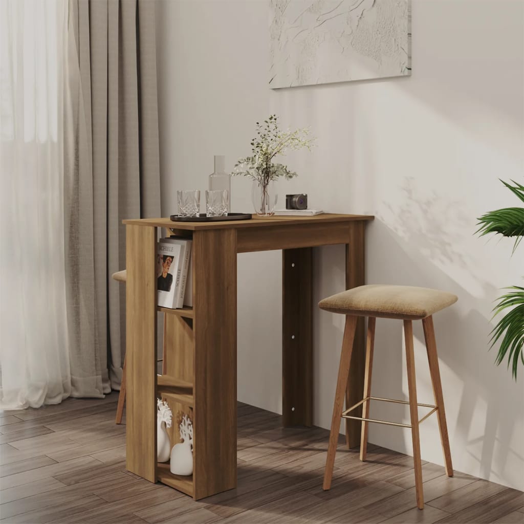 Barbord Med Hylde 102X50X103,5 Cm Konstrueret Træ