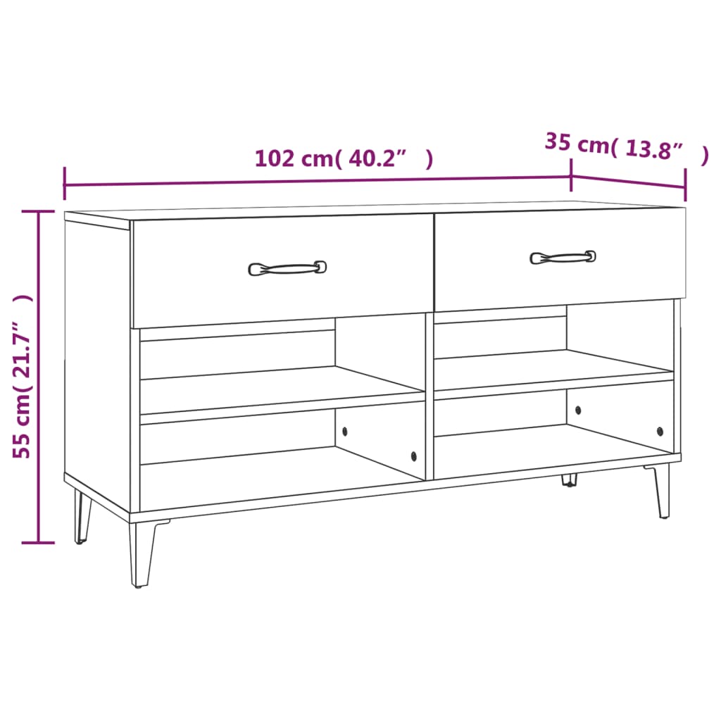 Skoreol 102X35X55 Cm Konstrueret Træ Hvid Højglans