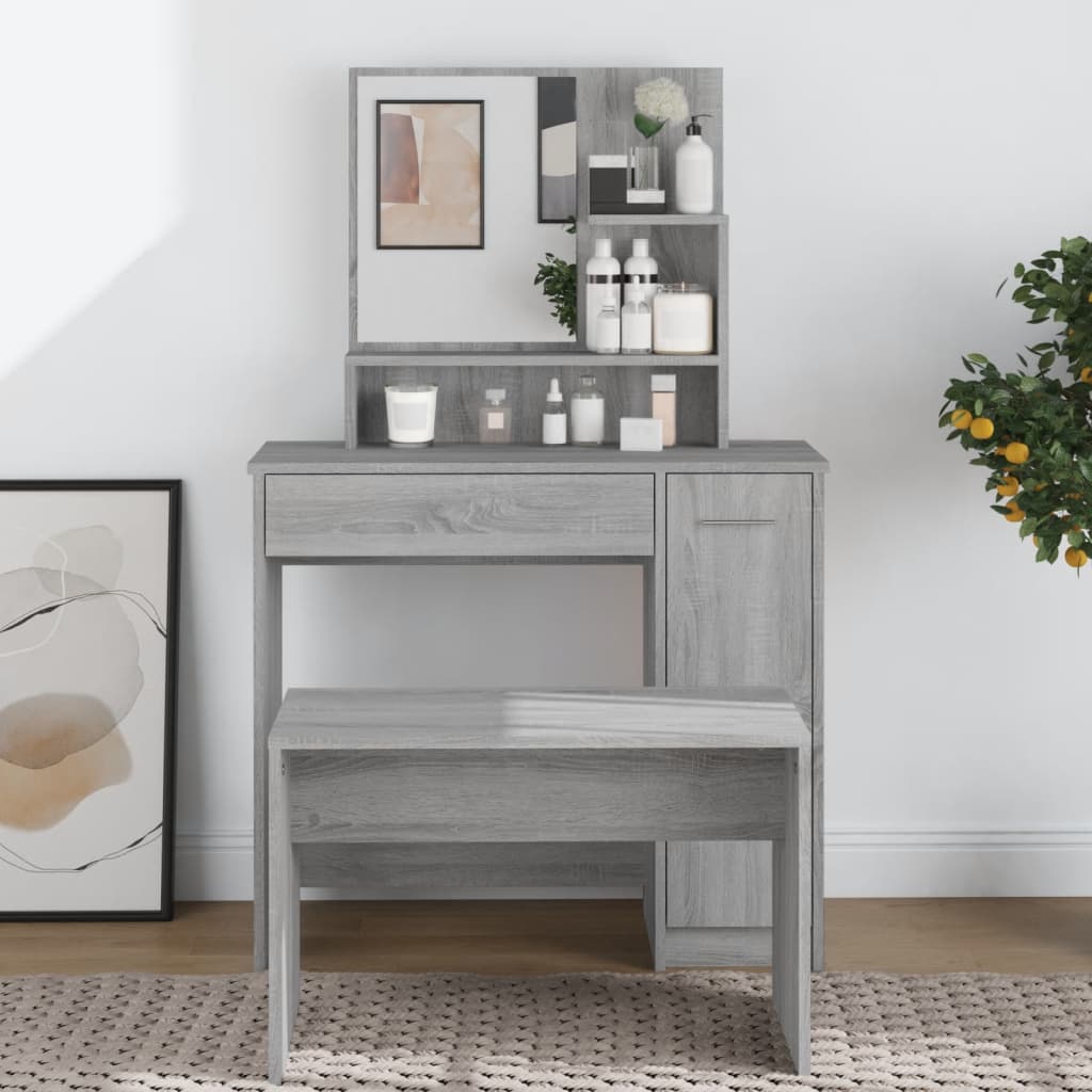 Makeupbord Med Spejl 86,5X35X136 Cm -Look