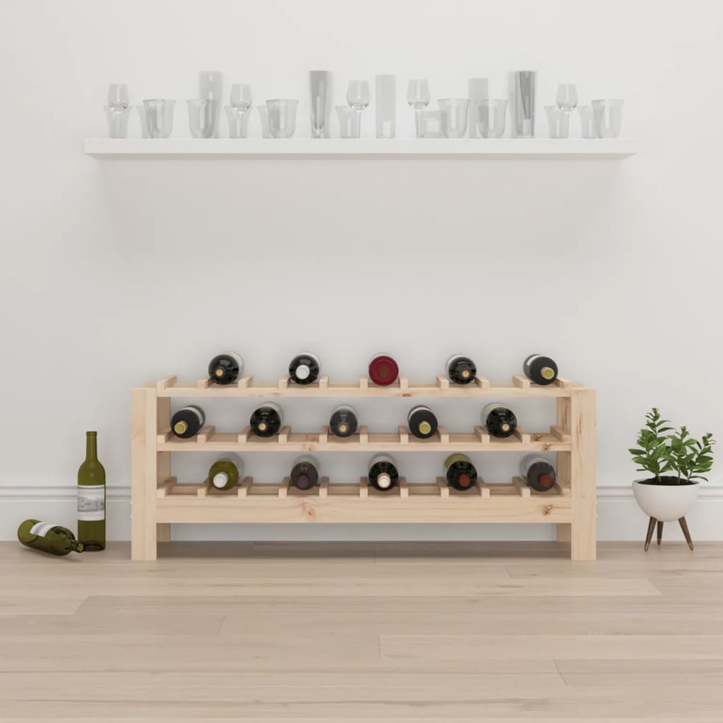 Vinreol 109,5X30X42 Cm Massivt Fyrretræ Naturfarvet