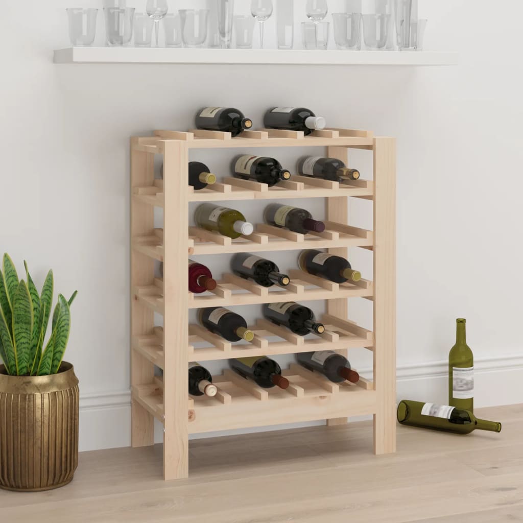 Vinreol 109,5X30X42 Cm Massivt Fyrretræ Naturfarvet