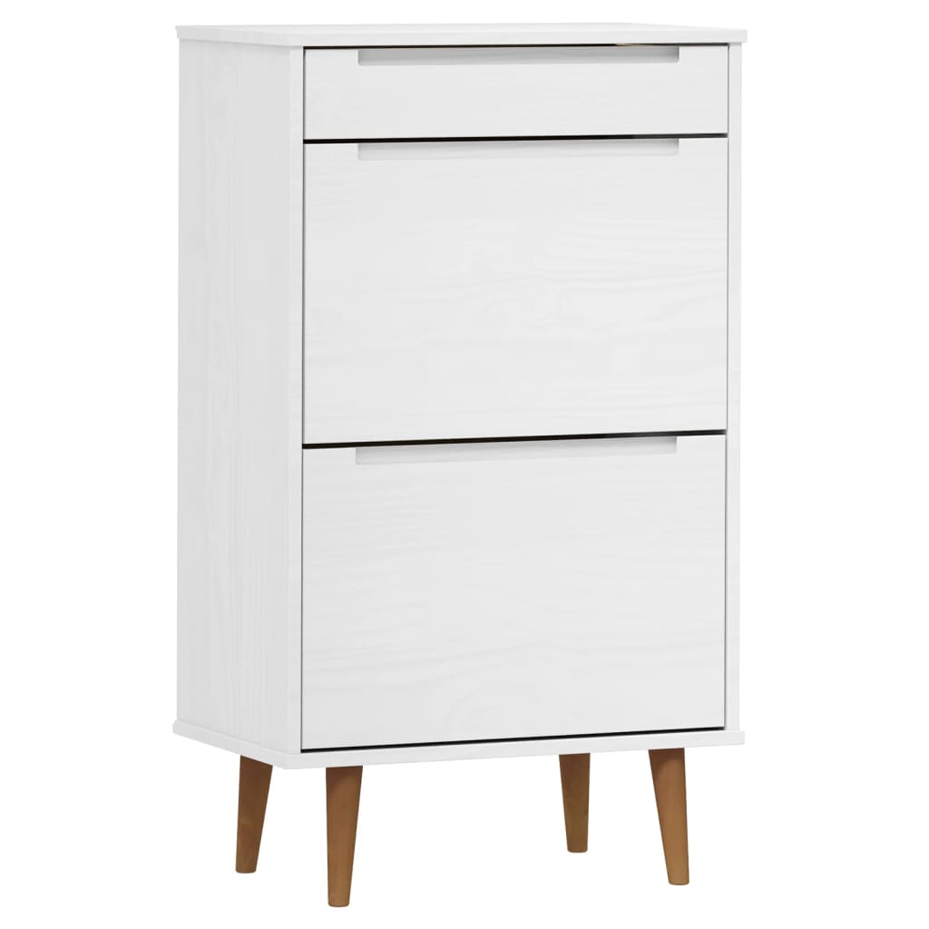 Skoskab Molde 59,5X35X103 Cm Massivt Fyrretræ Hvid