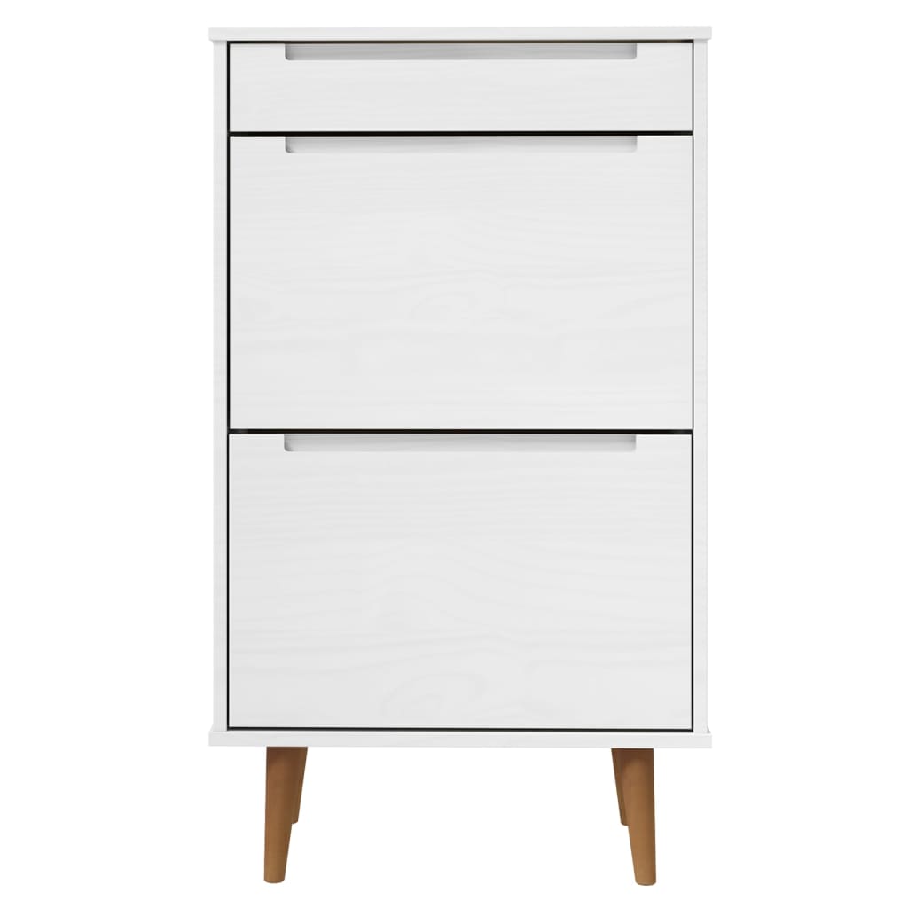 Skoskab Molde 59,5X35X103 Cm Massivt Fyrretræ Hvid