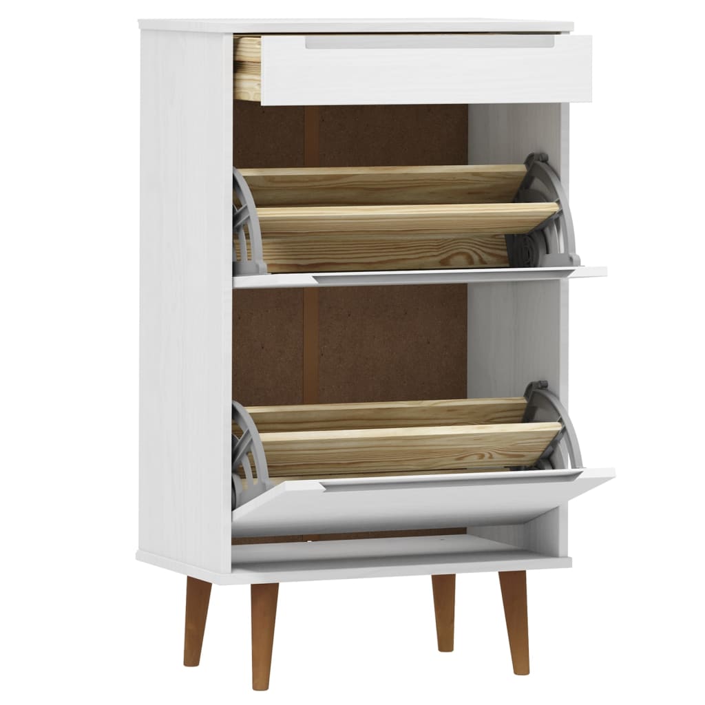 Skoskab Molde 59,5X35X103 Cm Massivt Fyrretræ Hvid