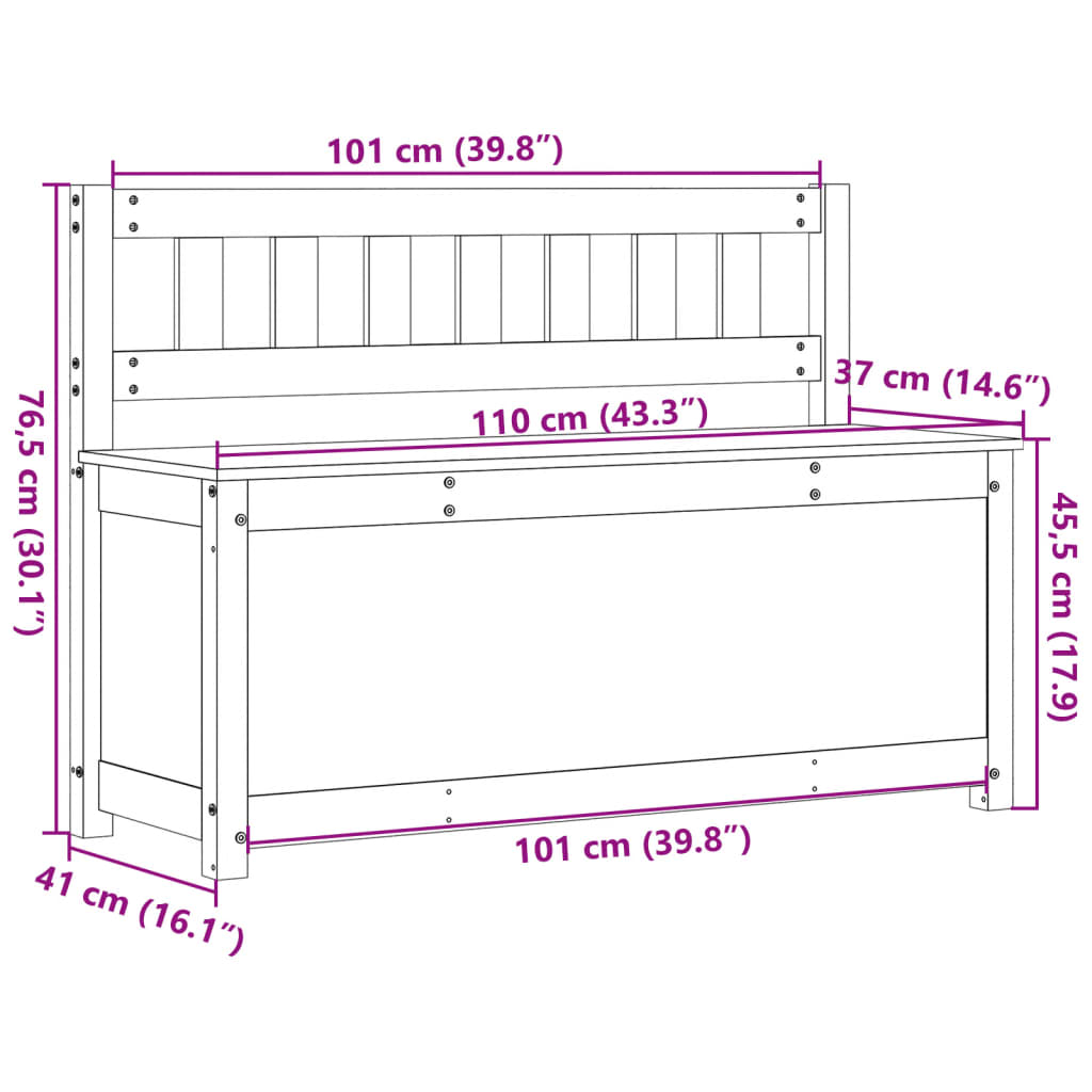 Bænk 110X41X76,5 Cm Massivt Fyrretræ