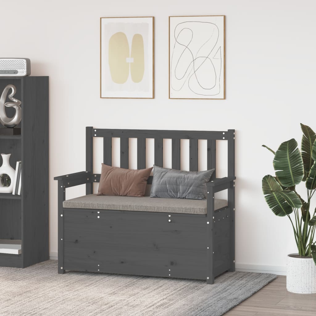 Bænk 112,5X51,5X96,5 Cm Massivt Fyrretræ Grå