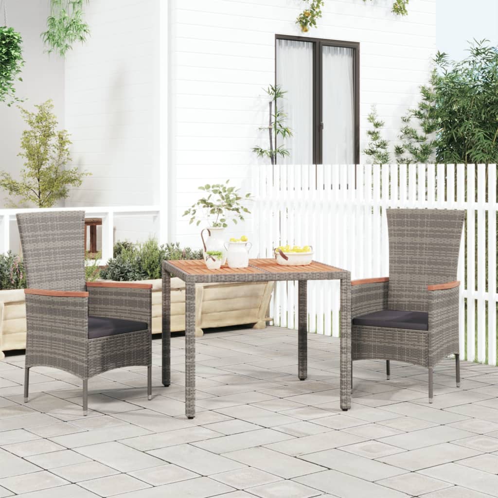 Havebord Med Top Polyrattan Grå