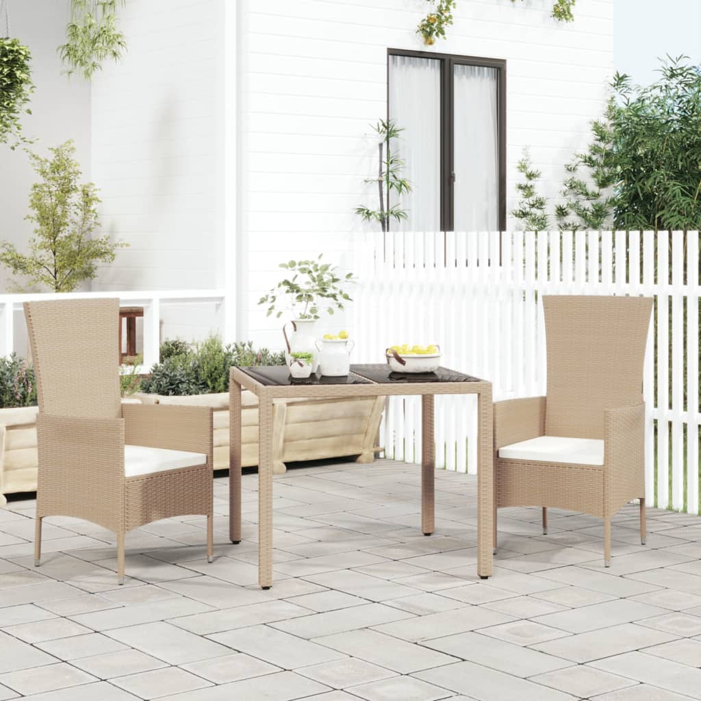 Havebord Med Bordplade Polyrattan Og Hærdet Beige