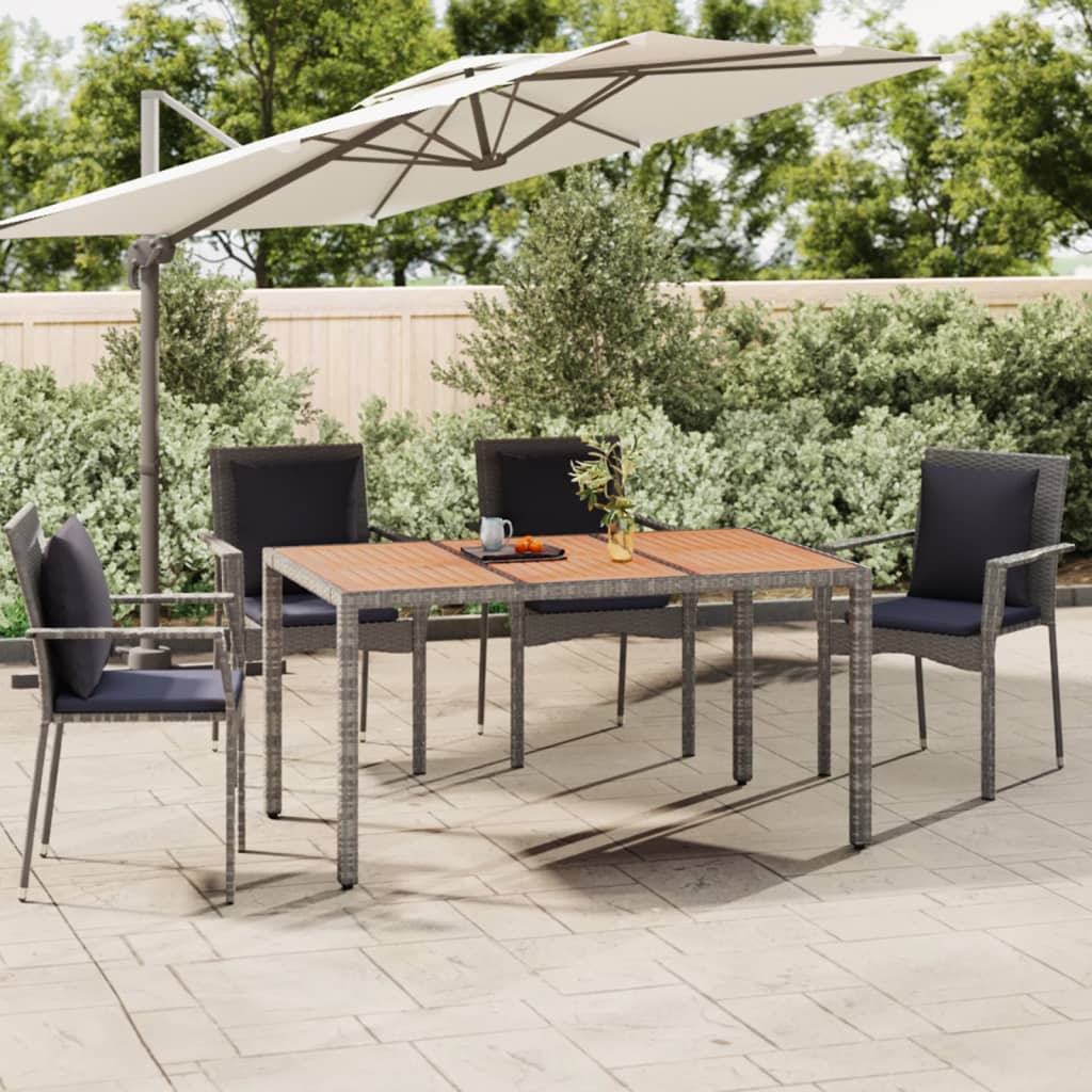 Havebord Med Top Polyrattan Grå