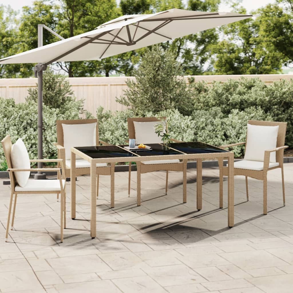 Havebord Med Bordplade Polyrattan Og Hærdet Beige