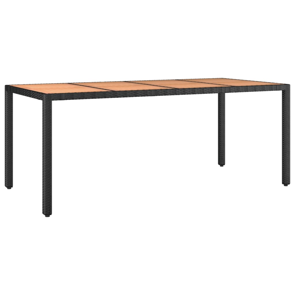 Havebord Med Træbordplade Polyrattan Og Sort