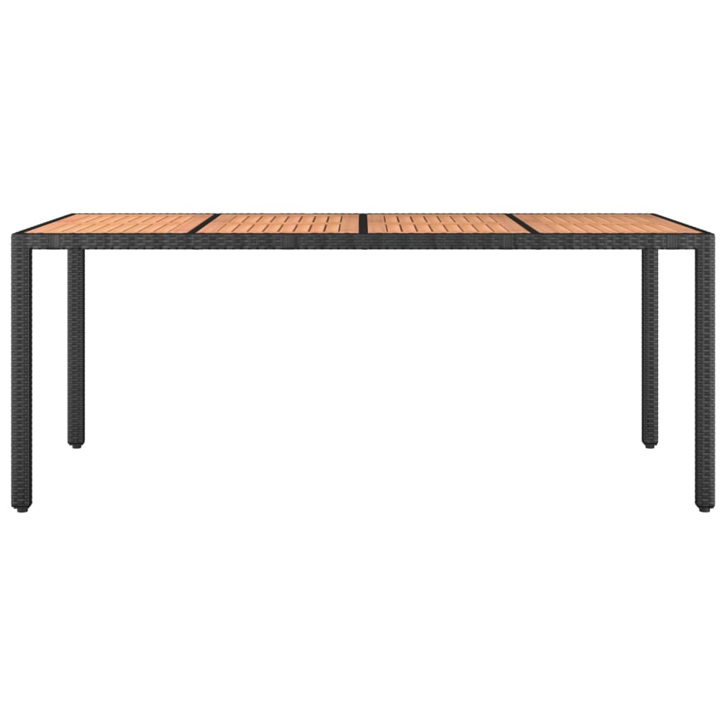 Havebord Med Træbordplade Polyrattan Og Sort