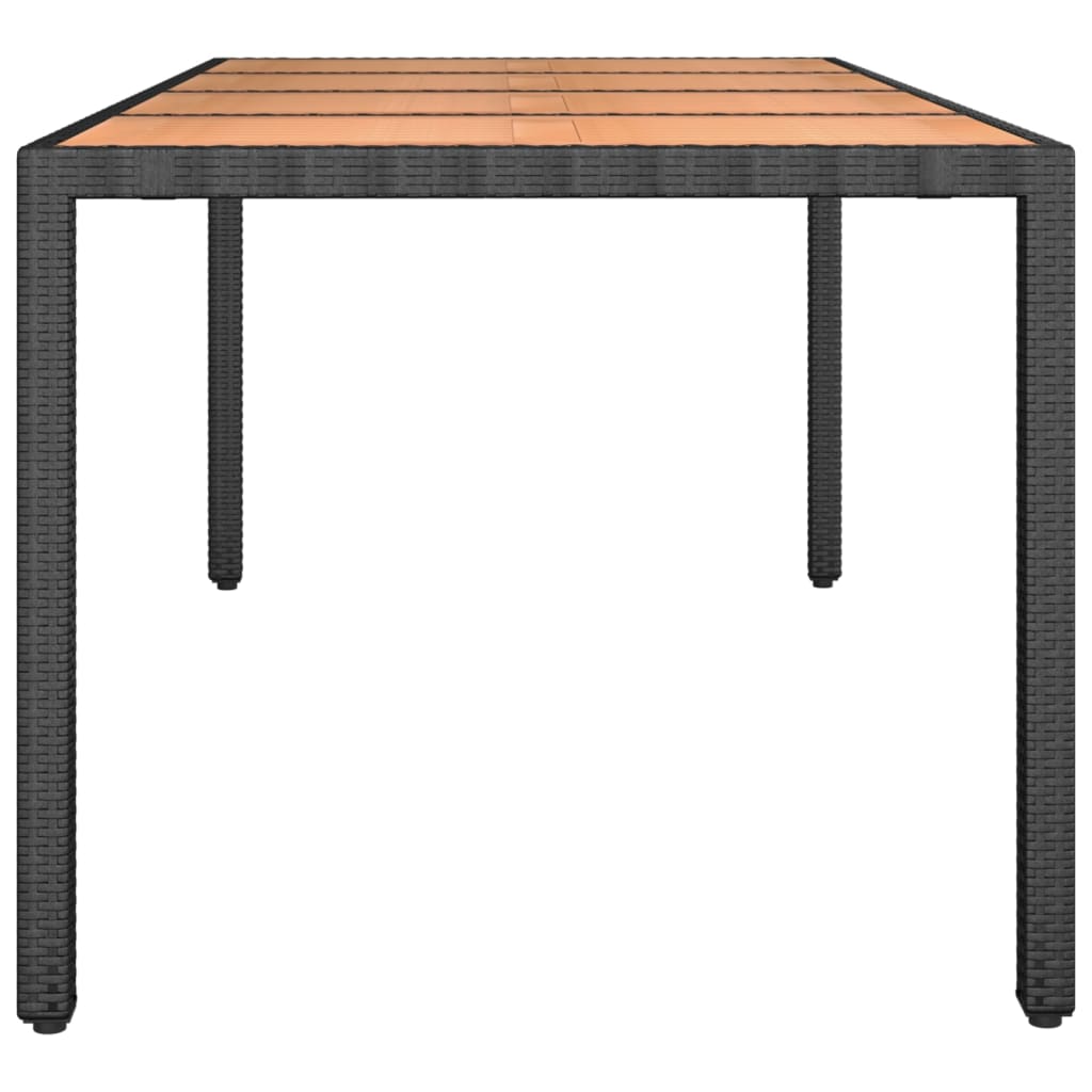 Havebord Med Træbordplade Polyrattan Og Sort