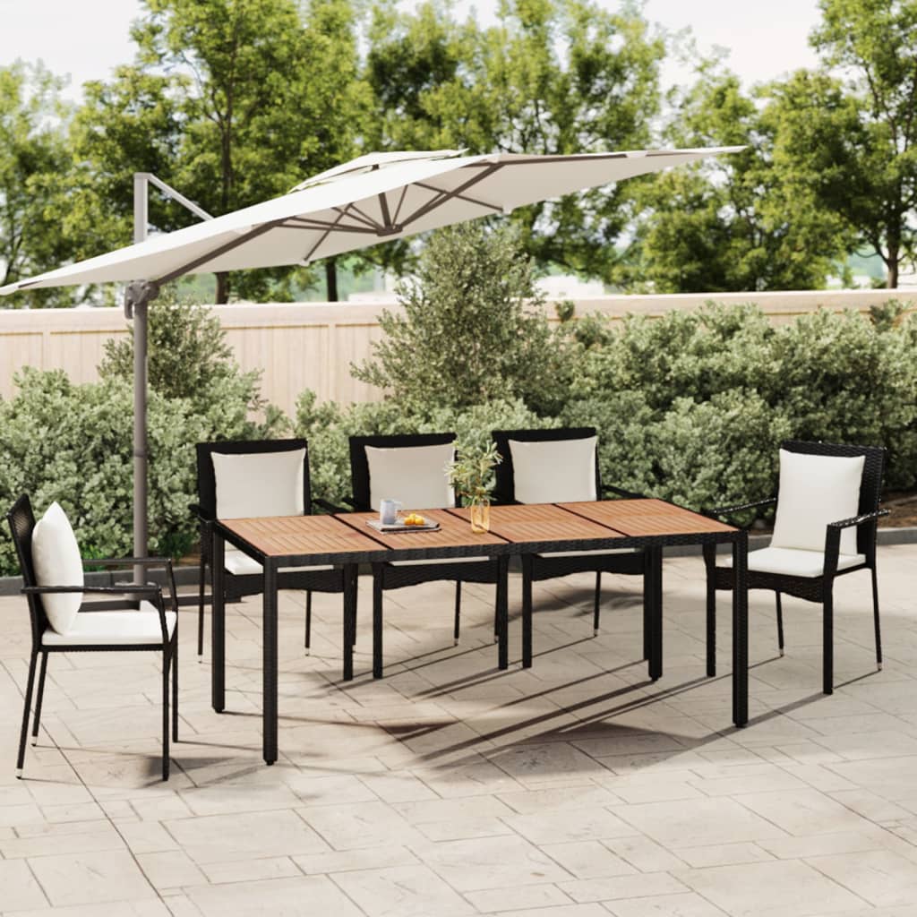 Havebord Med Træbordplade Polyrattan Og Sort