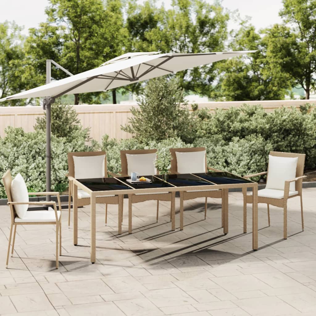 Havebord Med Bordplade Polyrattan Og Hærdet Beige