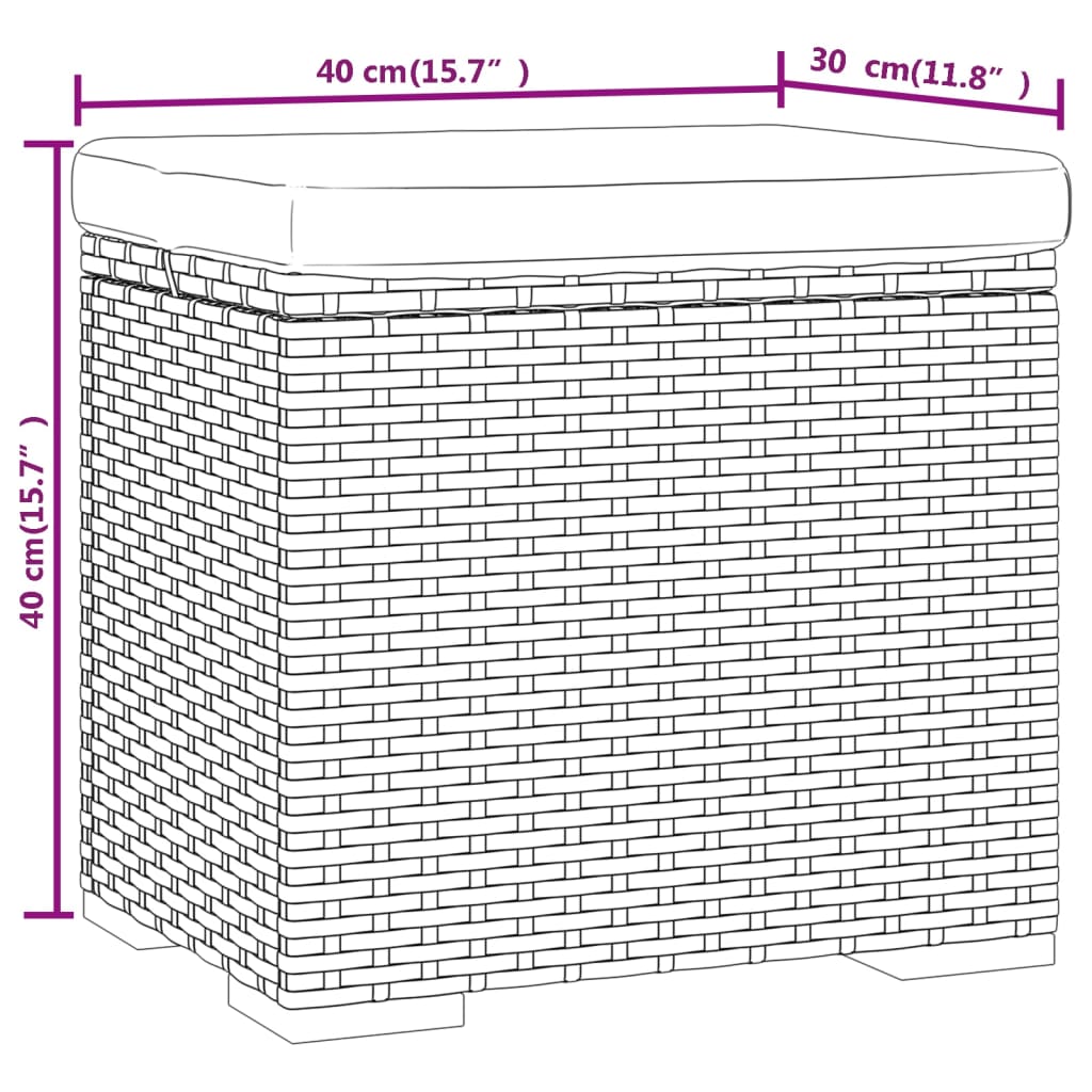 Ottoman Med Hynde 40X30X40 Cm Polyrattan