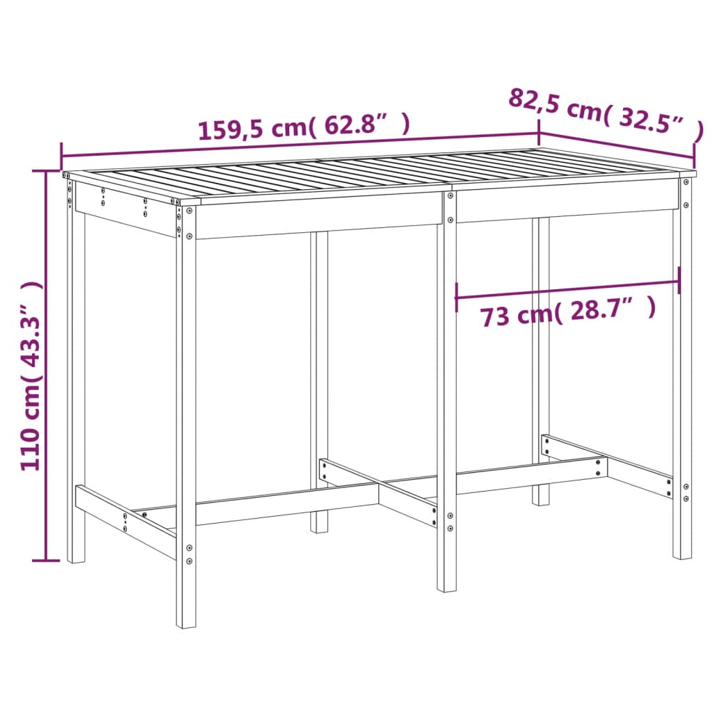 Havebord 159,5X82,5X110 Cm Massivt