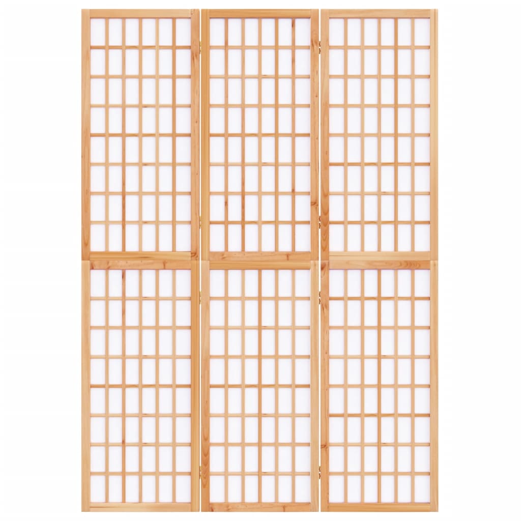 3-Panels Rumdeler Foldbar Japansk Stil Naturfarvet