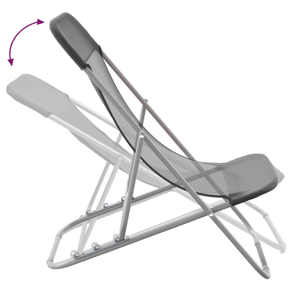 Foldbare Strandstole 2 Stk. Textilene Og Pulverlakeret Stål