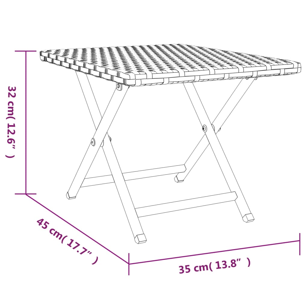 Foldbart Bord 45X35X32 Cm Polyrattan