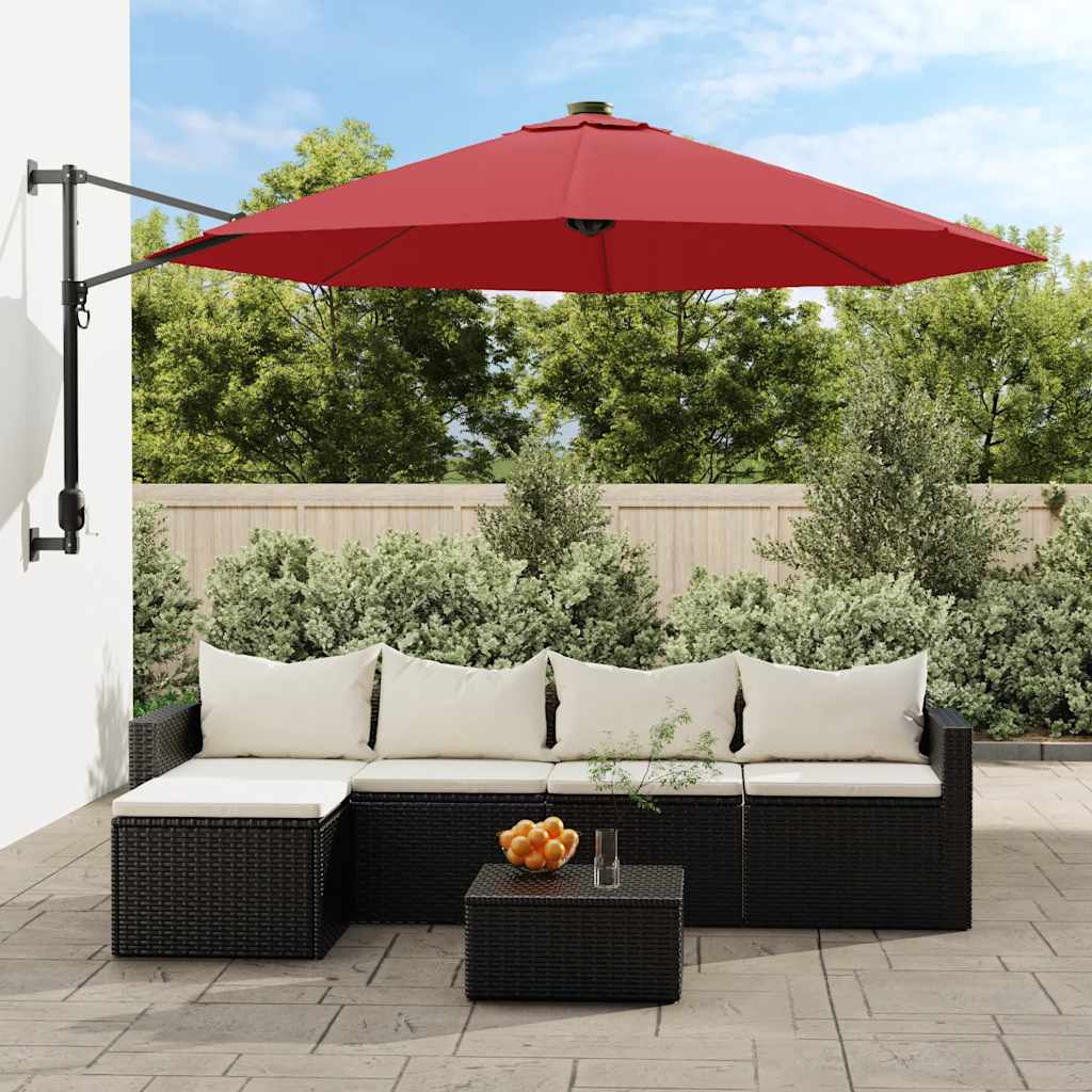 Væghængt Parasol Med Led-Lys 290 Cm
