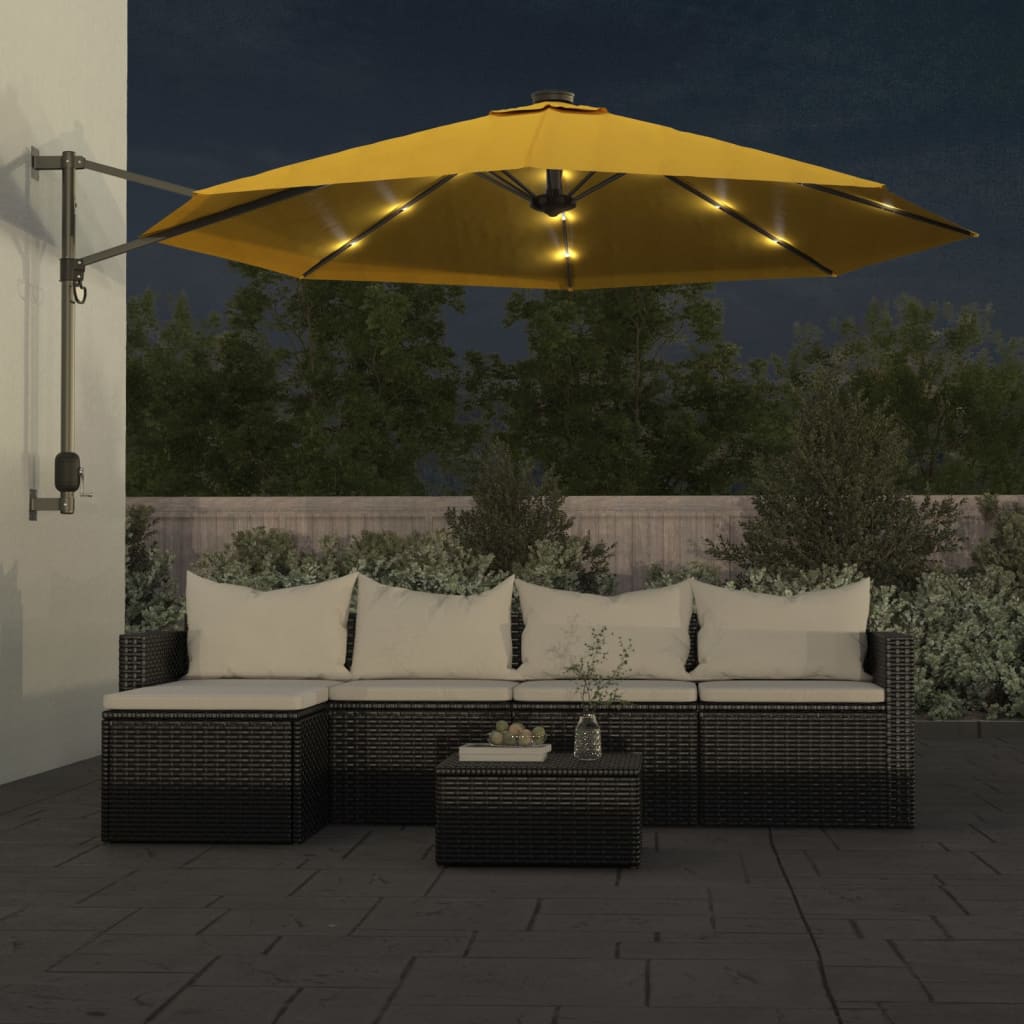 Væghængt Parasol Med Led-Lys 290 Cm