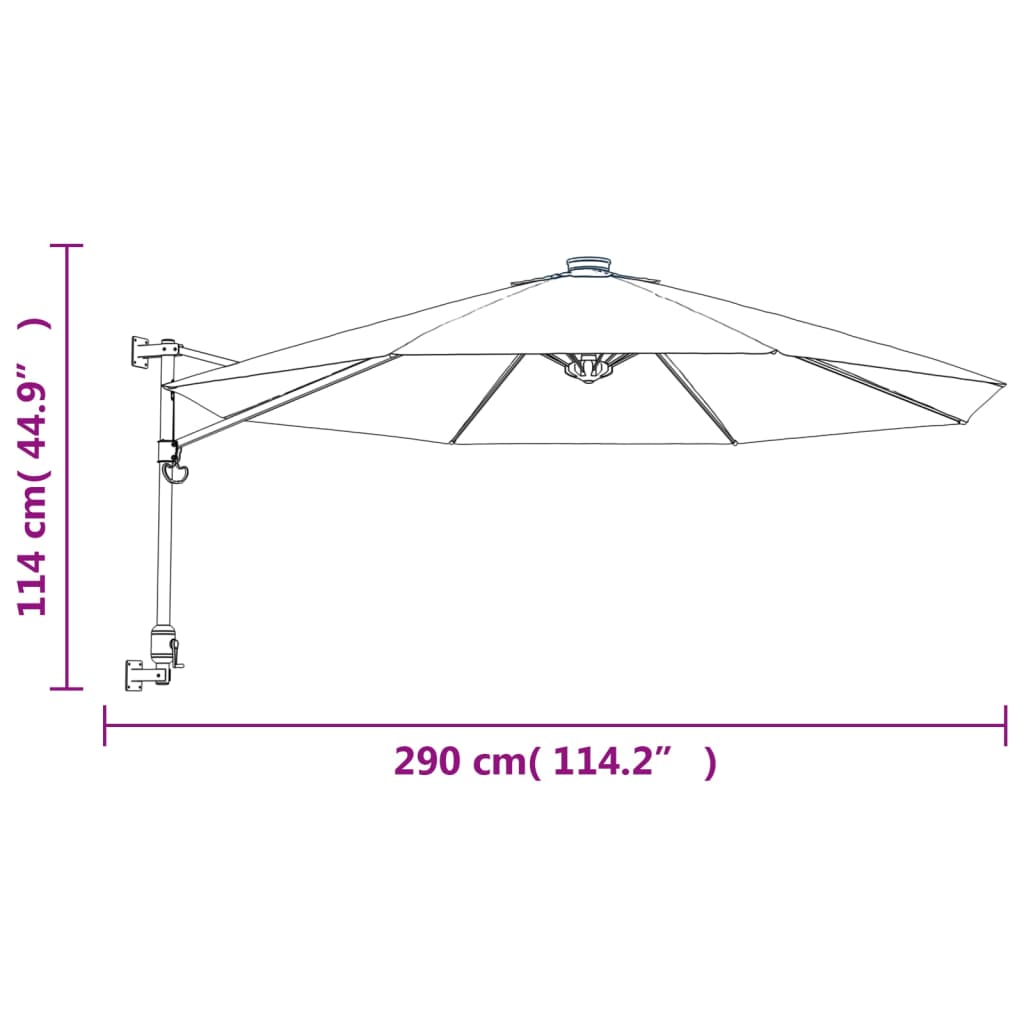 Væghængt Parasol Med Led-Lys 290 Cm