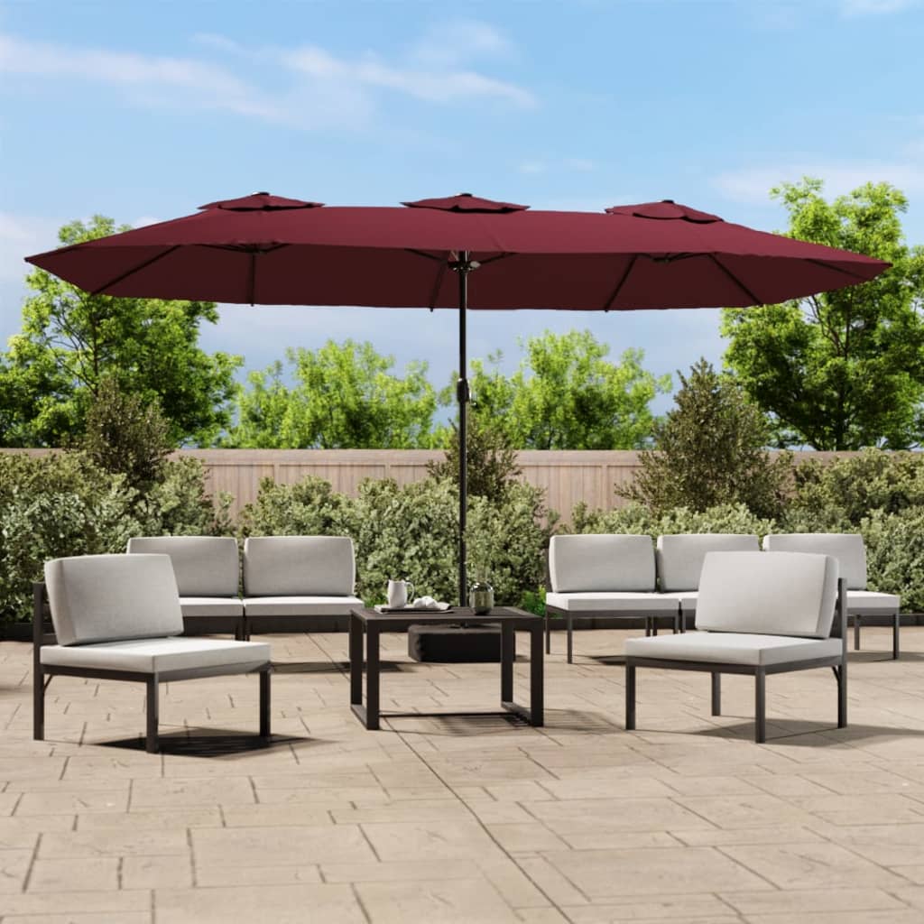 Parasol Med Dobbelt Parasoldug Og Led-Lys 449X265 Cm