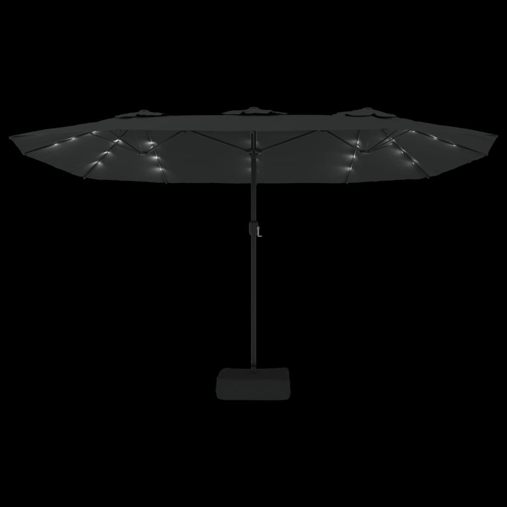 Parasol Med Dobbelt Parasoldug Og Led-Lys 449X265 Cm